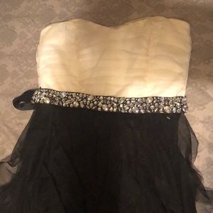 High/low black/white prom dress beaded belt size11
